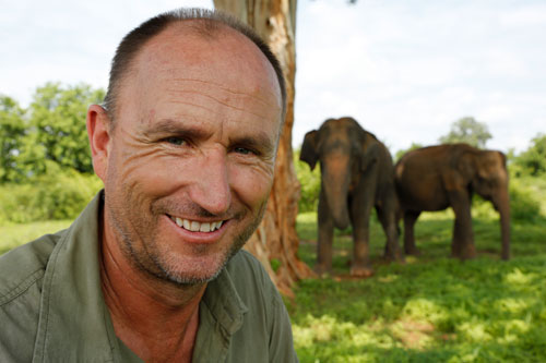 Martyn with elephants